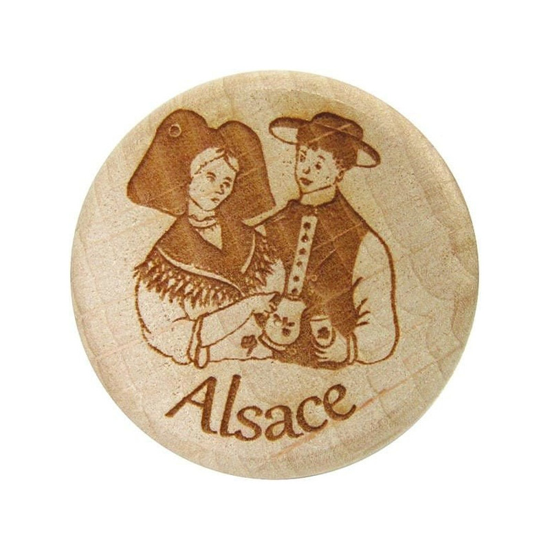 Wood and Cork stopper engraved Alsatian Couple