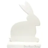 Lapin décoratif assis sur socle en Céramique blanche