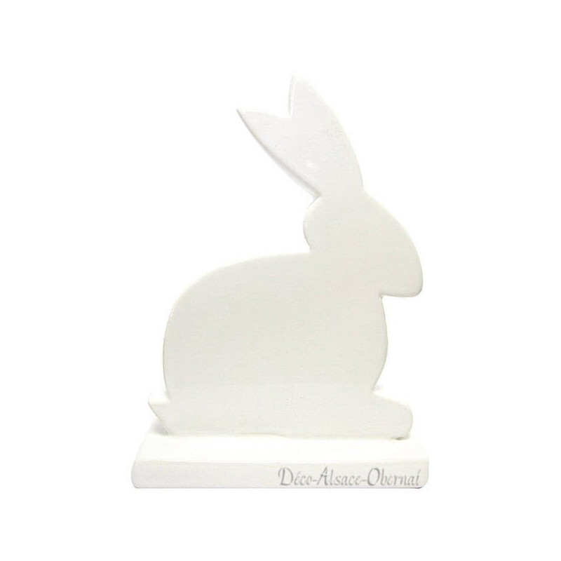 Lapin décoratif assis sur socle en Céramique blanche