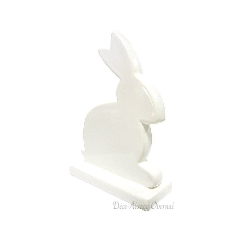 Lapin décoratif assis sur socle en Céramique blanche