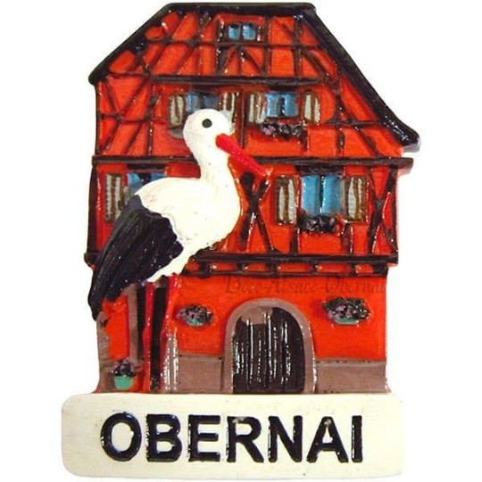 Dekorative Magnet Storch auf House Stud markiert Obernai