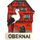 Dekorative Magnet Storch auf House Stud markiert Obernai