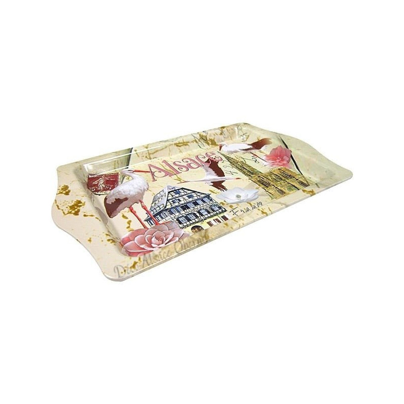 Metal Serving Tray with Cigognes d'Alsace decor