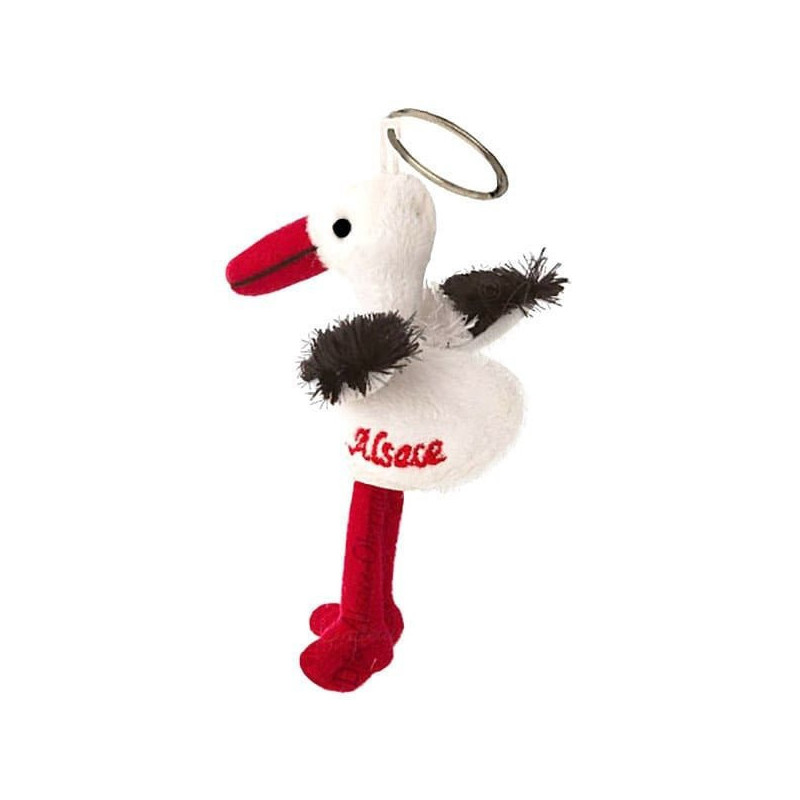 Peluche Porte Clé Cigogne d'Alsace Brodée Alsace 10 cm