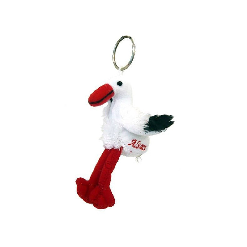 Peluche Porte Clé Cigogne d'Alsace Brodée Alsace 10 cm