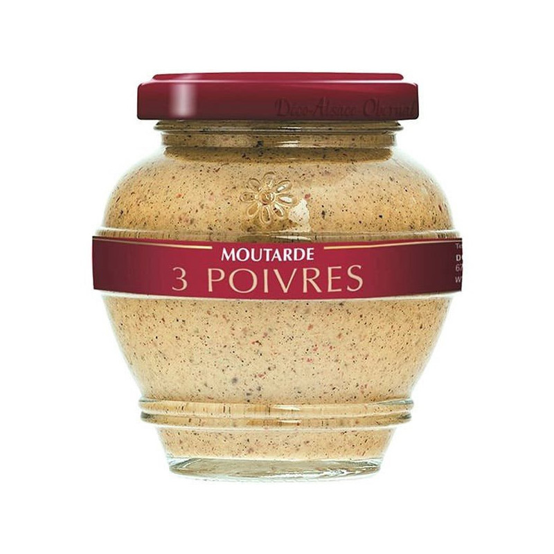 Gourmet Senf aus dem Elsass mit 3 Pfeffer