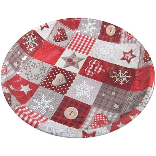 Round Metal Serving Tray Christmas Decor