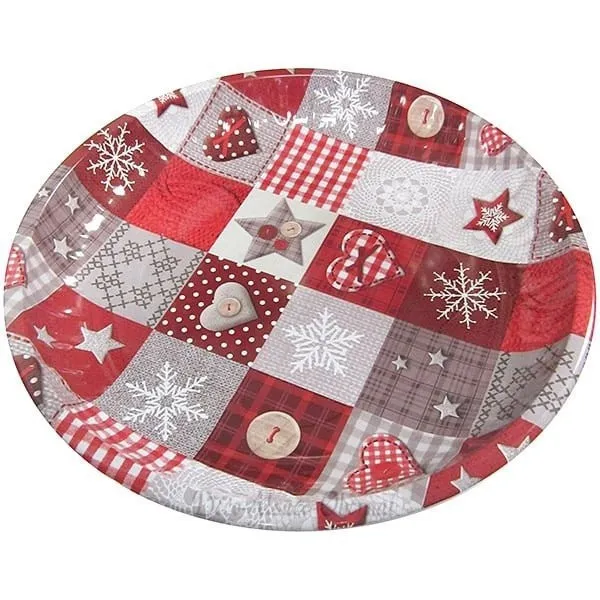 Plateau de Service rond en Métal décor Noël