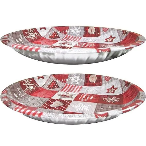 Plateau de Service rond en Métal décor Noël