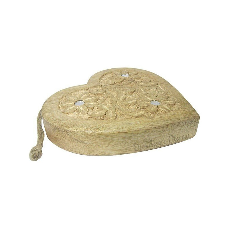 Coeur en Bois Massif sculpté décoré de miroirs