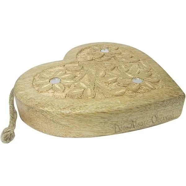 Coeur en Bois Massif sculpté décoré de miroirs
