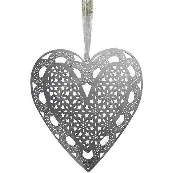 Elsass Grey Metal Heart lasergeschnittene Schnürsenkel mit feinem Effekt