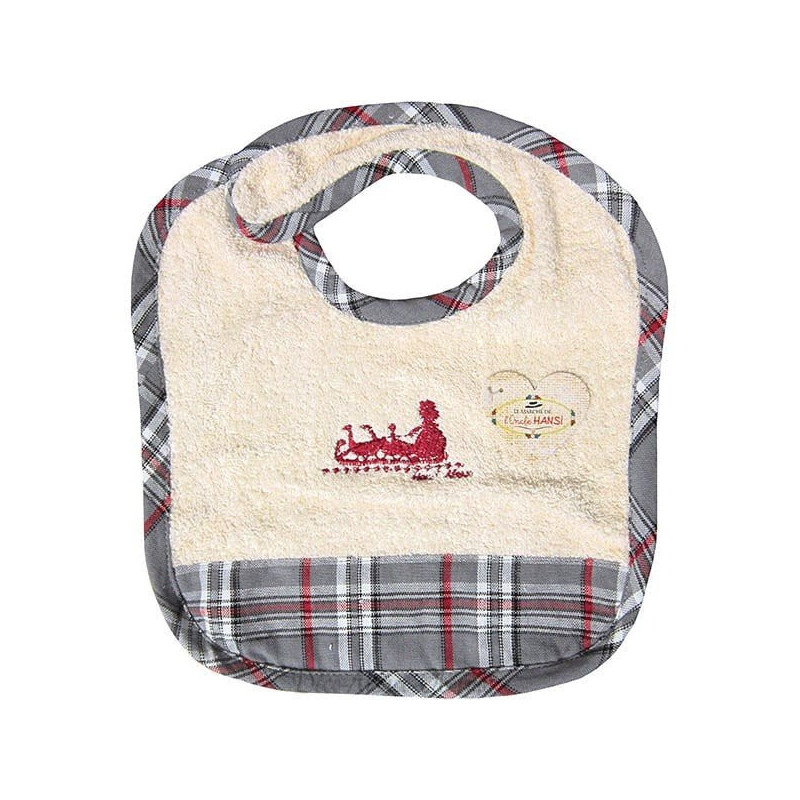 Alsatian baby bib Hansi Kelsch gray striped