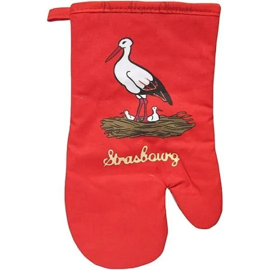 Set Ovenwant en Pannenlap rood met decoratie Kathedraal van Straatsburg