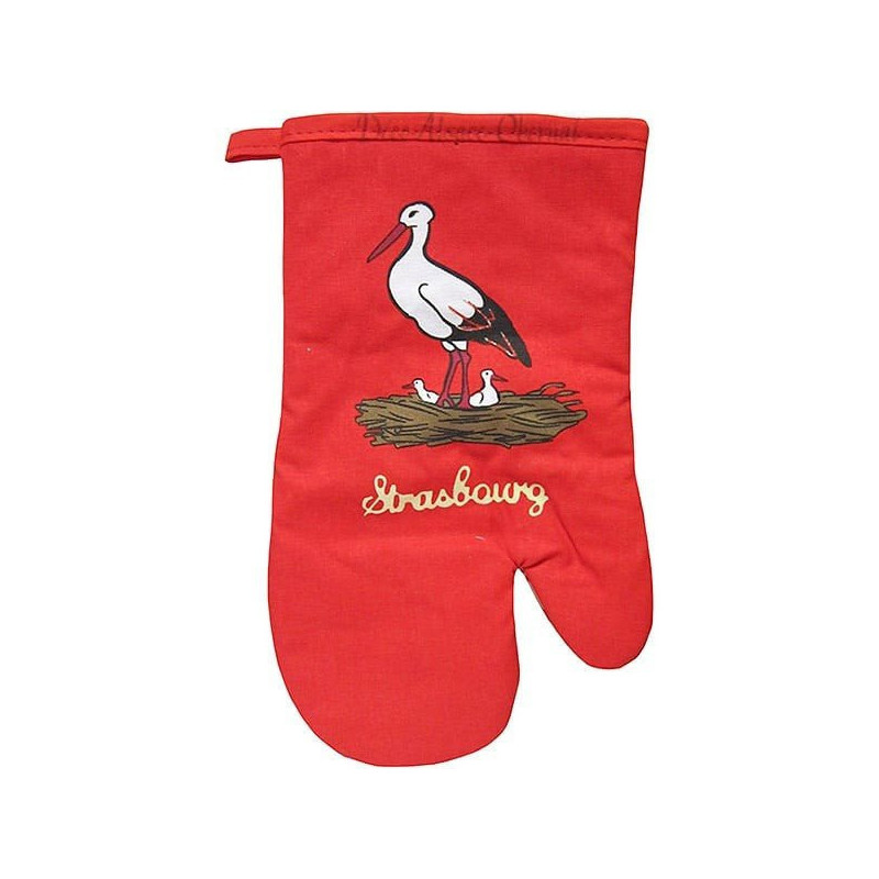 Set of Red Kitchen Glove and Potholder, Strasbourg Cathedral decor