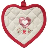 Kitchen pot holder Heart embroidered Flowers and Heart