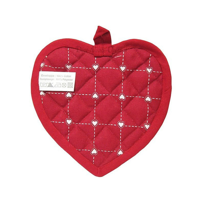 Kitchen pot holder Heart embroidered Flowers and Heart
