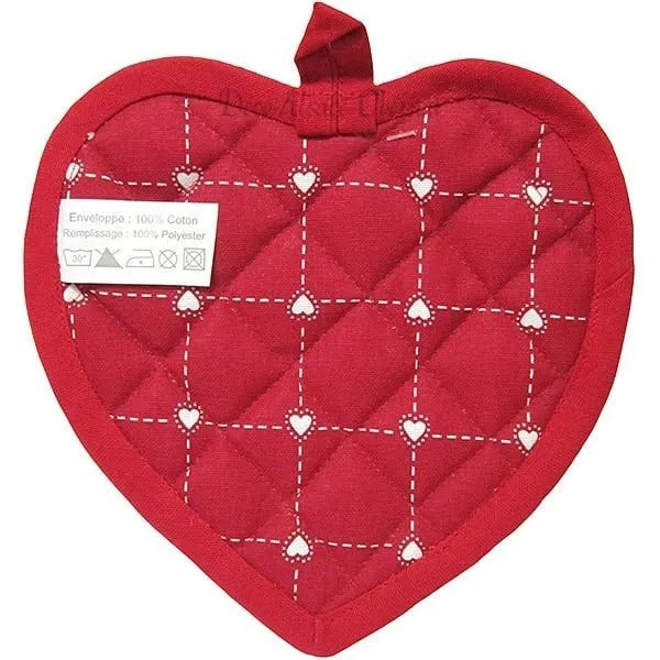 Manique de Cuisine Coeur brodé Fleurs et Coeur