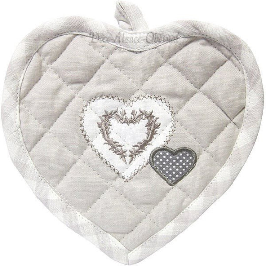 Kitchen pot holder Gray Heart and White stripes Keslch