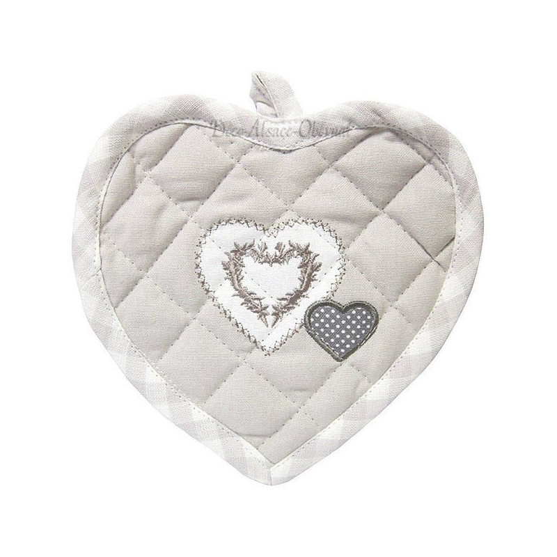 Potholder Küche Herz-graue und weiße Streifen Keslch