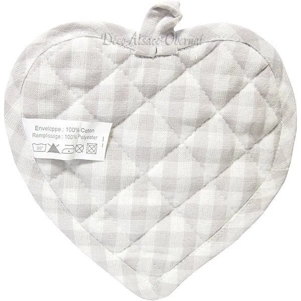 Kitchen pot holder Gray Heart and White stripes Keslch