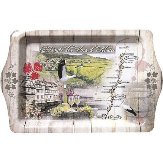 Metal Serving Tray with Alsace Wine Route decor
