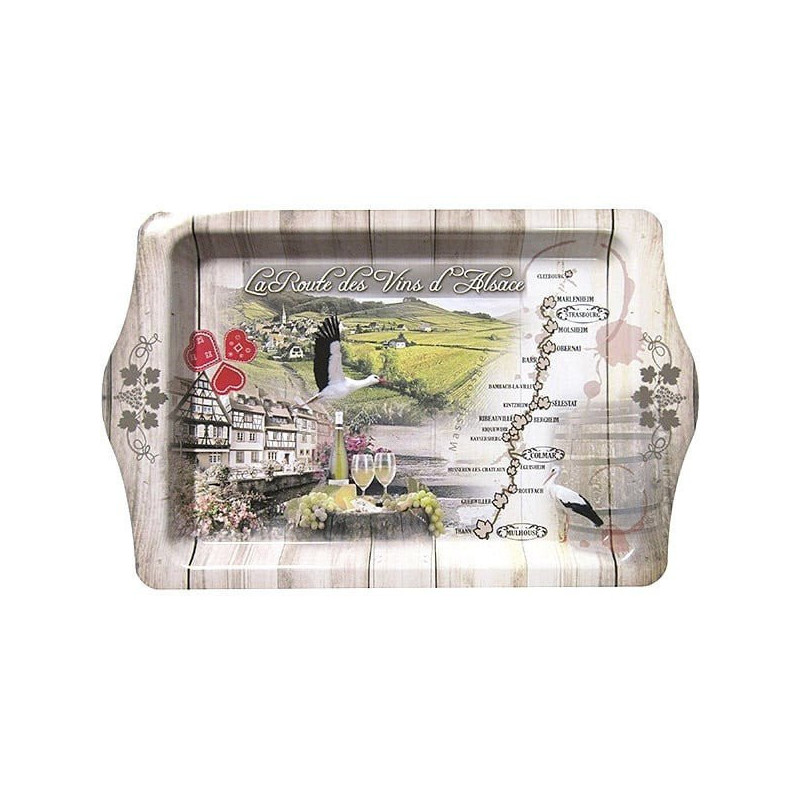 Metal Serving Tray with Alsace Wine Route decor