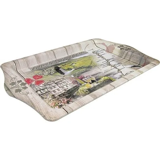 Metal Serving Tray with Alsace Wine Route decor
