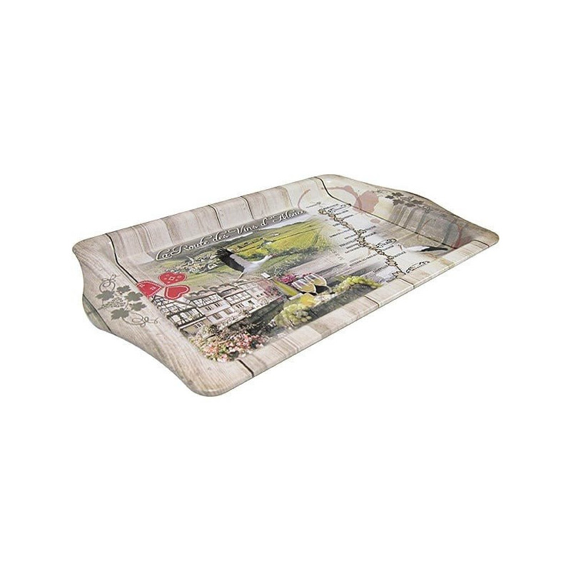 Metal Serving Tray with Alsace Wine Route decor