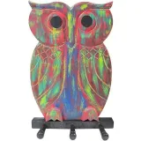 Multi Color Effect Owl Wood Coat Rack