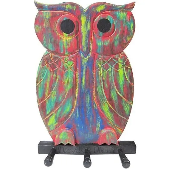 Porte Manteau en Bois Hibou effet Multi couleur