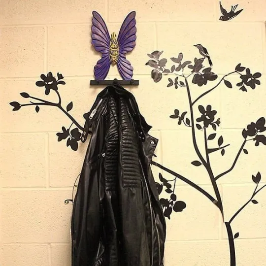 Color Butterfly Wooden Coat Rack