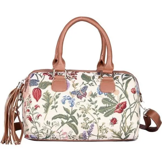 Sac à Main avec Pompon motif Fleurs du Jardin