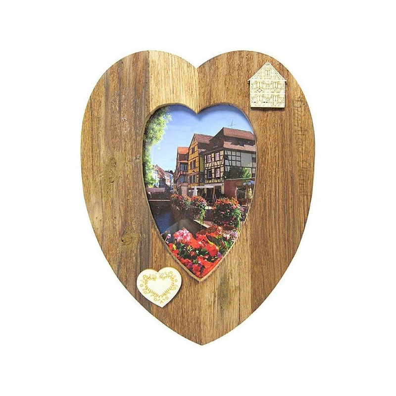Foto-Rahmen 10 x 15 cm Herz-geformtes Holz geschnitzten