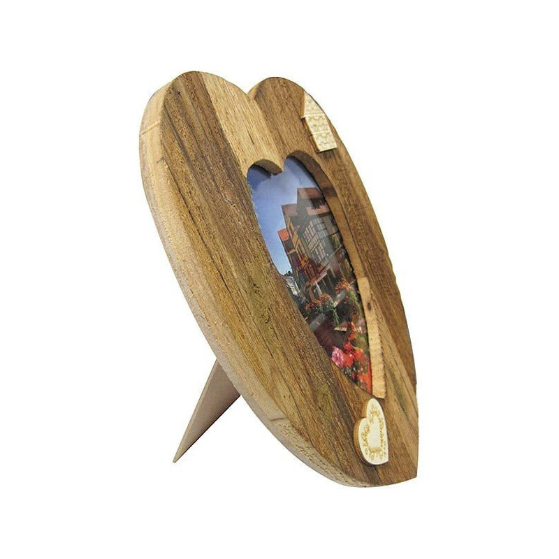 Foto-Rahmen 10 x 15 cm Herz-geformtes Holz geschnitzten