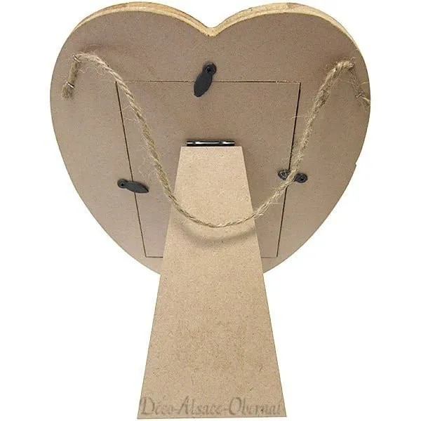 Cadre Photo 10 x 15 cm forme de Coeur en Bois Creusé