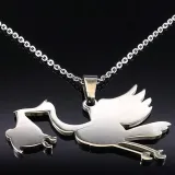 Alsace Stork Necklace and Pendant Jewel in Stainless Steel