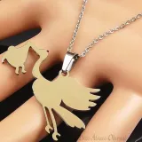 Alsace Stork Necklace and Pendant Jewel in Stainless Steel