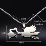 Alsace Stork Necklace and Pendant Jewel in Stainless Steel