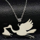Alsace Stork Necklace and Pendant Jewel in Stainless Steel