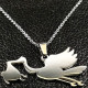 Alsace Stork Necklace and Pendant Jewel in Stainless Steel