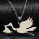 Alsace Stork Necklace and Pendant Jewel in Stainless Steel