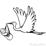 Stork in flight carrying a baby transparent sticker