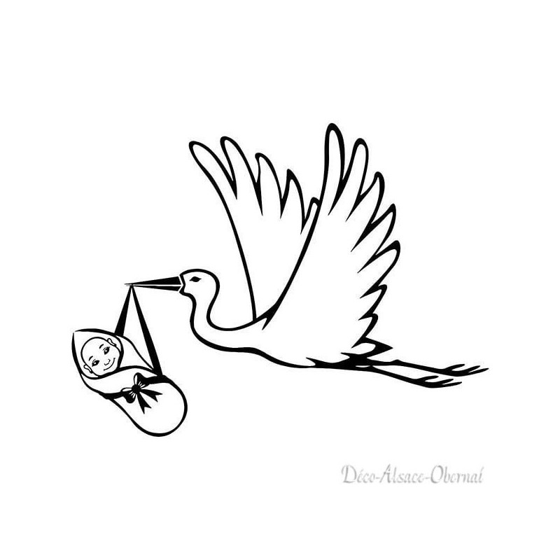 Sticker transparent Cigogne en vol portant un bébé