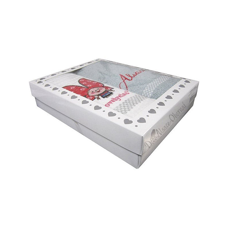 Lovely d'Alsace Embroidered Gray Kitchen Towels Duo