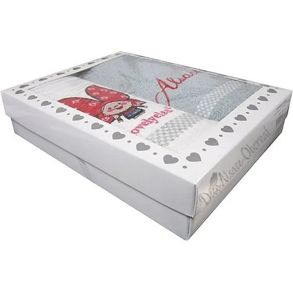 Duo de Torchons de Cuisine Gris brodés Lovely d'Alsace