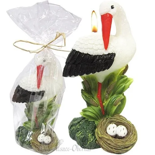 Grande Bougie en forme de Cigogne d'Alsace