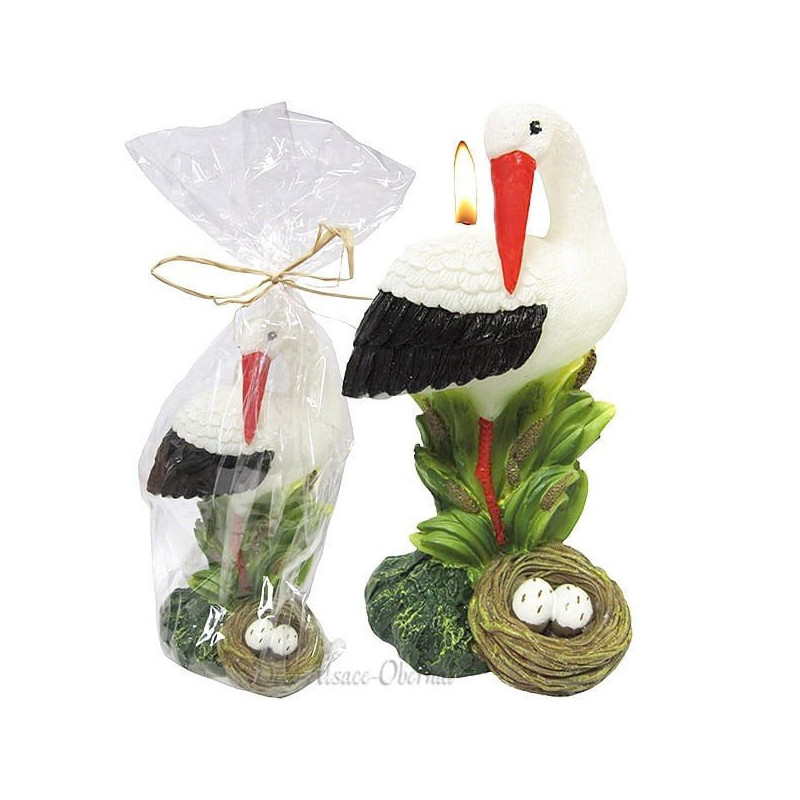 Grande Bougie en forme de Cigogne d'Alsace