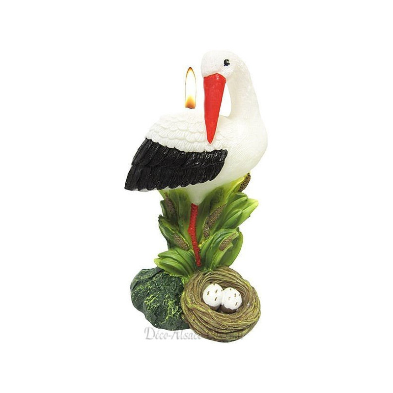 Grande Bougie en forme de Cigogne d'Alsace