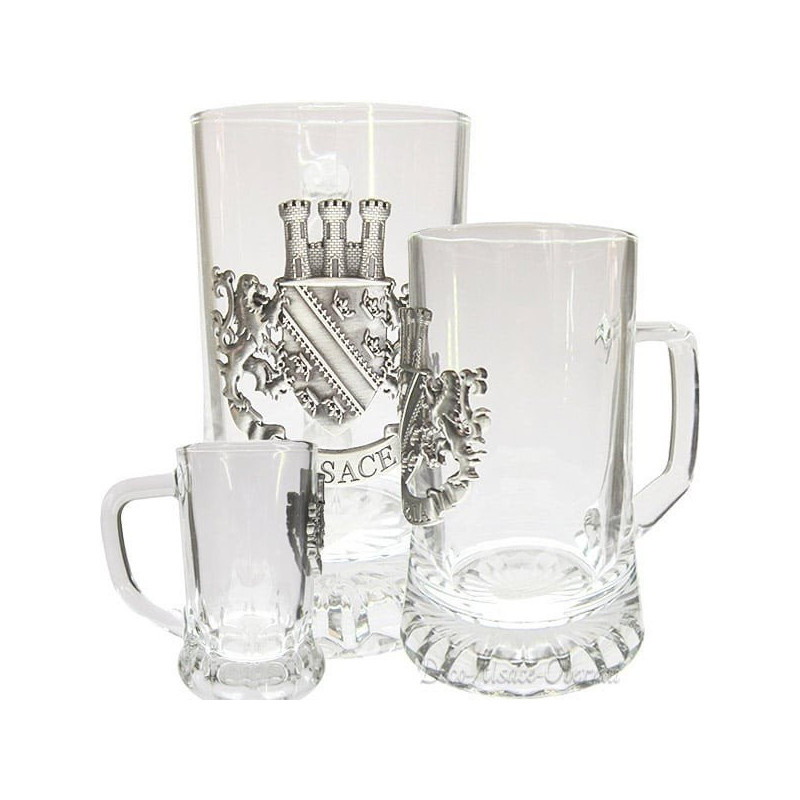 Beer Mug 20 cl with Pewter Plate Alsace
